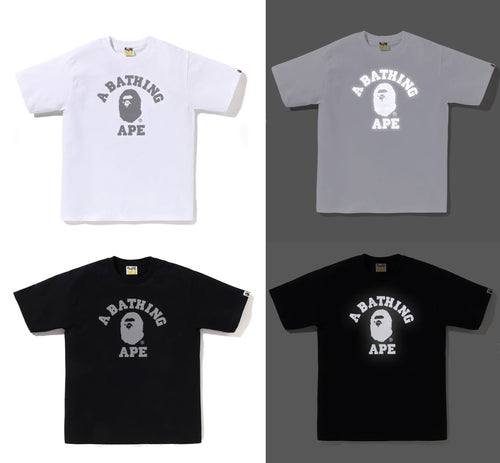 A BATHING APE REFLECTIVE ON COLLEGE TEE