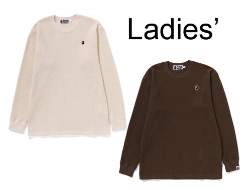 A BATHING APE Ladies' APE HEAD ONE POINT WAFFLE L/S TEE