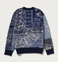 A BATHING APE PAISLEY PATTERN COLLEGE KNIT CREWNECK SWEATSHIRT