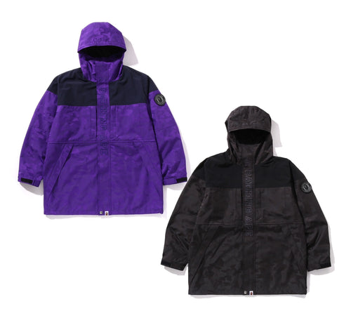 A BATHING APE SOLID CAMO JACQUARD LONG COAT