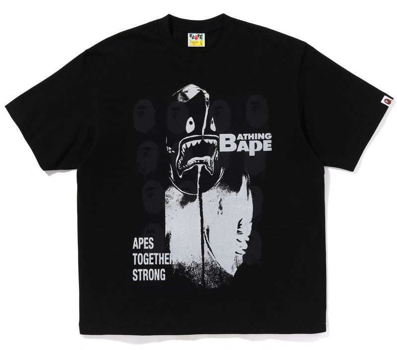 A BATHING APE SPRAY PRINT MULTI LOGO RELAXED FIT TEE