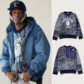 A BATHING APE PAISLEY PATTERN COLLEGE KNIT CREWNECK SWEATSHIRT