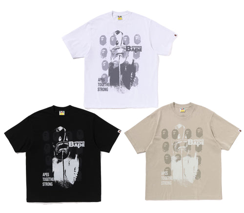A BATHING APE SPRAY PRINT MULTI LOGO RELAXED FIT TEE