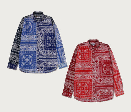 A BATHING APE PAISLEY PATTERN L/S SHIRT