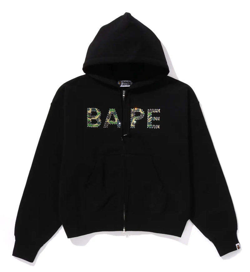 A BATHING APE Ladies' ABC CAMO CRYSTAL LOGO WIDE ZIP HOODIE