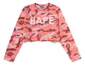 A BATHING APE Ladies' GLITCH WOODLAND CAMO BAPE CROPPED L/S TEE