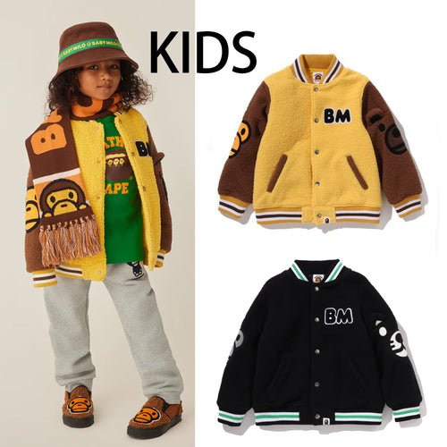 A BATHING APE BAPE KIDS BABY MILO FRIENDS BOA SLEEVE JACKET