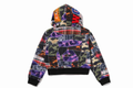A BATHING APE Ladies' CRAZY PATCH BOXY CROPPED SHARK FULL ZIP HOODIE