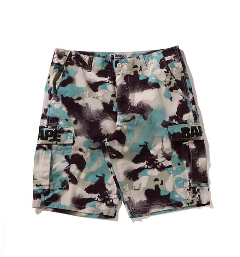 A BATHING APE MAP CAMO REGULAR FIT CARGO SHORTS