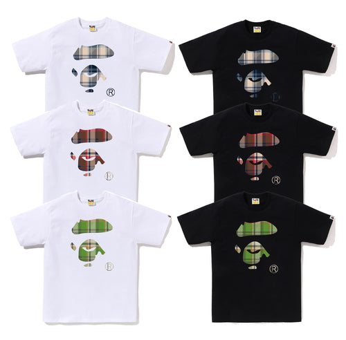 A BATHING APE BAPE CHECK APE FACE TEE