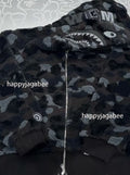 A BATHING APE COLOR CAMO SHARK BOA CROPPED FIT ZIP HOODIE