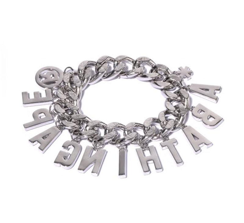 A BATHING APE LINE CAMO DEBOSSED A BATHING APE CHAIN BRACELET W/ RHINESTONE