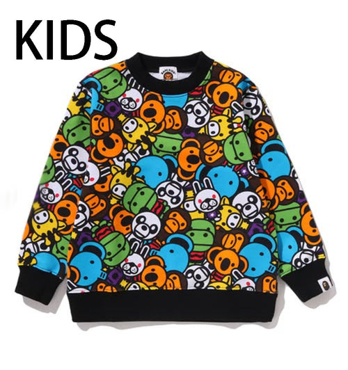 A BATHING APE BAPE KIDS MILO ALL FRIENDS CREWNECK SWEAT SHIRT - happyjagabee store