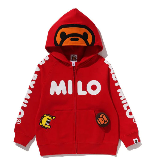 A BATHING APE BAPE KIDS BAPE MILO PLUSH DOLL ZIP HOODIE
