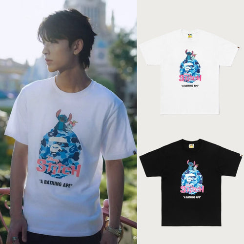 A BATHING APE BAPE x DISNEY STITCH ABC CAMO APE HEAD TEE