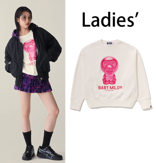 A BATHING APE Ladies' BABY MILO CREWNECK SWEAT SHIRT