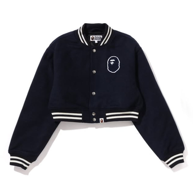 A BATHING APE Ladies' A BATHING APE CROPPED VARSITY JACKET