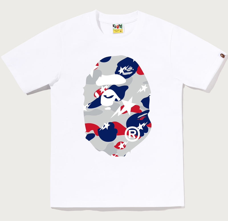 A BATHING APE Ladies' STA STRIKE CAMO BIG APE HEAD TEE