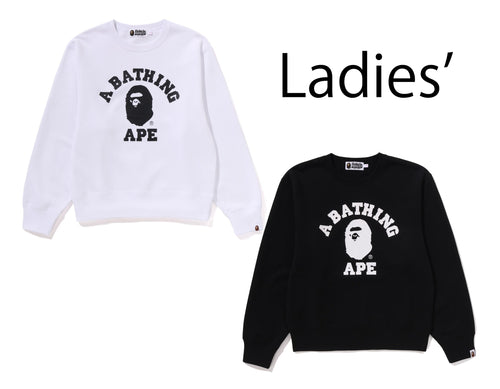A BATHING APE Ladies' COLLEGE CREWNECK SWEAT SHIRT