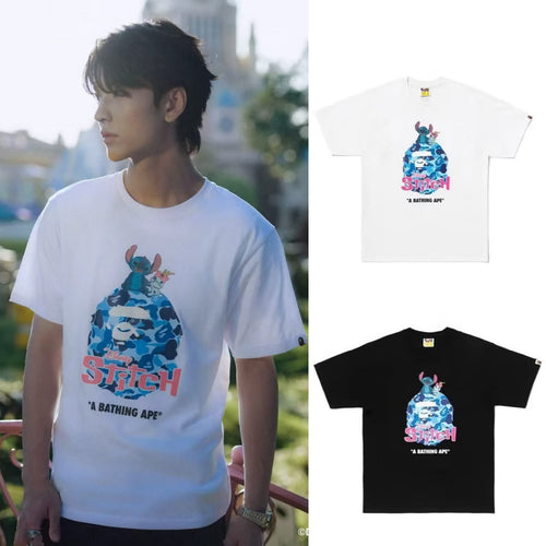 A BATHING APE BAPE x DISNEY STITCH ABC CAMO APE HEAD TEE