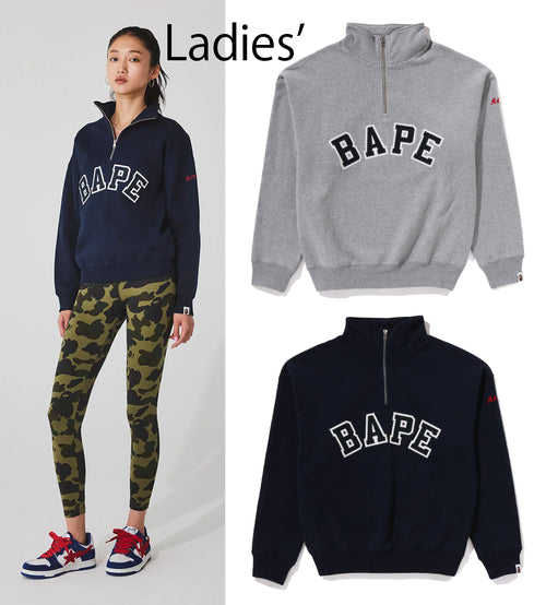 A BATHING APE Ladies' BAPE APPLIQUE HALF ZIP SWEATER