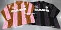 A BATHING APE STA  STRIPE PATTERN JACQUARD MULTI LOGO RELAXED FIT L/S TEE