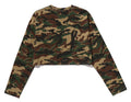 A BATHING APE Ladies' GLITCH WOODLAND CAMO BAPE CROPPED L/S TEE