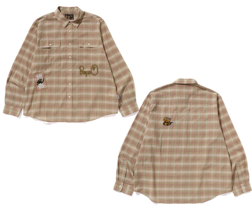 A BATHING APE BAPE x SEAN WOTHERSPOON EMBROIDERY CHECK SHIRT
