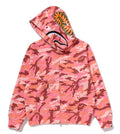 A BATHING APE Ladies' GLITCH WOODLAND CAMO SHARK FULL ZIP HOODIE