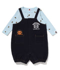 A BATHING APE BAPE KIDS BABY MILO MONOGRAM SALOPETTE LAYERED ROMPERS