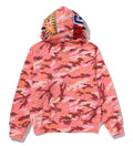 A BATHING APE Ladies' GLITCH WOODLAND CAMO SHARK FULL ZIP HOODIE