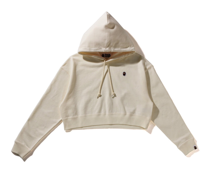 A BATHING APE Ladies' APE HEAD ONE POINT CROPPED PULLOVER HOODIE