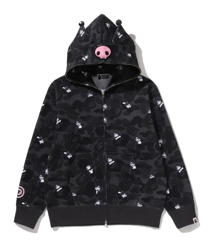 A BATHING APE BAPE x SANRIO CHARACTERS KUROMI CAMO FULL ZIP HOODIE - happyjagabee store