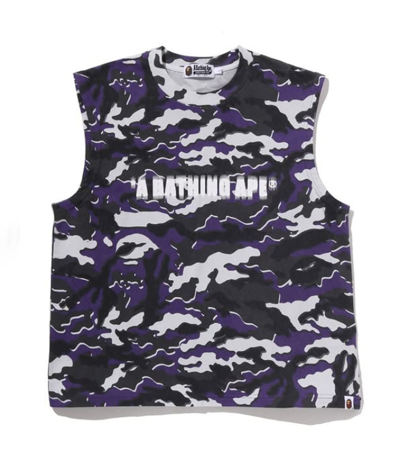 A BATHING APE GLITCH WOODLAND CAMO HEAVY WASH BATHING APE CROPPED FIT TANK