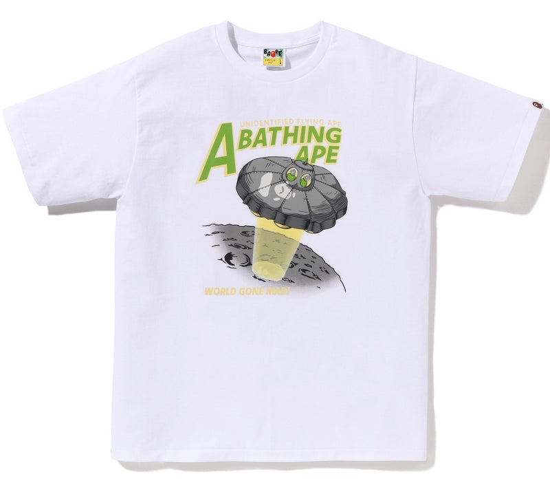 A BATHING APE APE HEAD UFO ON MOON TEE