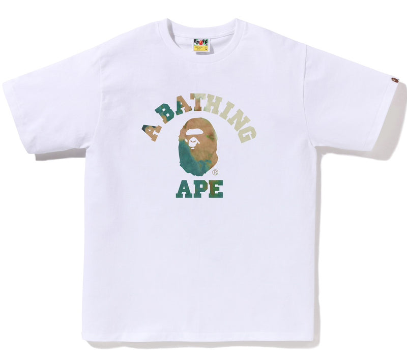 A BATHING APE TIE DYE COLLEGE TEE