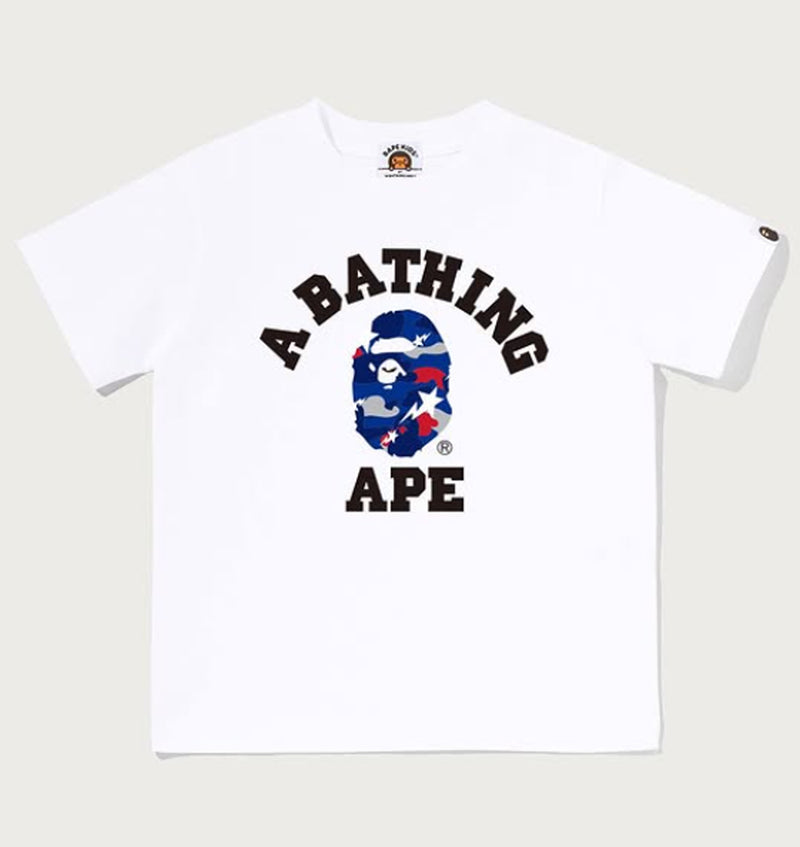 A BATHING APE BAPE KIDS STA STRIKE CAMO COLLEGE TEE