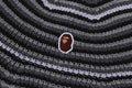 A BATHING APE APE HEAD ONE POINT STREIPE KNIT HAT