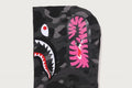 A BATHING APE Ladies' COLOR CAMO FUR SHARK CROPPED ZIP HOODIE