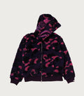 A BATHING APE COLOR CAMO SHARK BOA CROPPED FIT ZIP HOODIE
