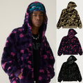 A BATHING APE COLOR CAMO SHARK BOA CROPPED FIT ZIP HOODIE