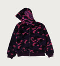 A BATHING APE COLOR CAMO SHARK BOA CROPPED FIT ZIP HOODIE