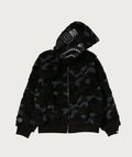 A BATHING APE COLOR CAMO SHARK BOA CROPPED FIT ZIP HOODIE