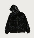 A BATHING APE COLOR CAMO SHARK BOA CROPPED FIT ZIP HOODIE