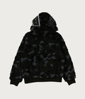 A BATHING APE COLOR CAMO SHARK BOA CROPPED FIT ZIP HOODIE