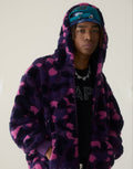 A BATHING APE COLOR CAMO SHARK BOA CROPPED FIT ZIP HOODIE