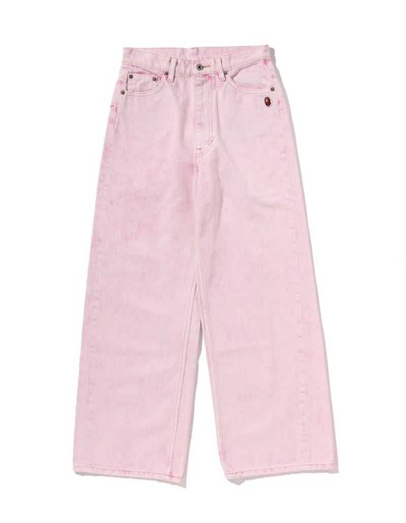 A BATHING APE Ladies' CRYSTAL STONE BAPE STA LOGO BAGGY DENIM PANTS