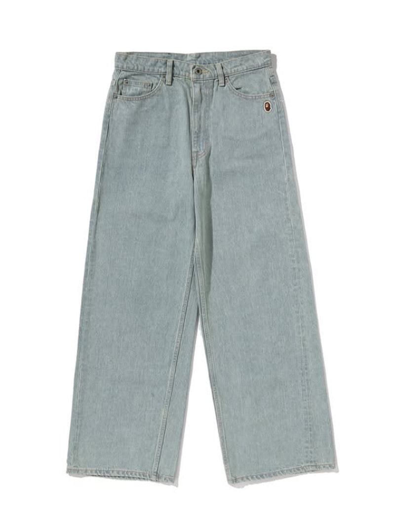 A BATHING APE Ladies' CRYSTAL STONE BAPE STA LOGO BAGGY DENIM PANTS