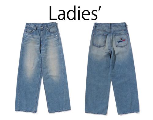 A BATHING APE Ladies' STONE WASHED DENIM PANTS