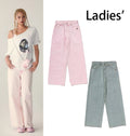 A BATHING APE Ladies' CRYSTAL STONE BAPE STA LOGO BAGGY DENIM PANTS